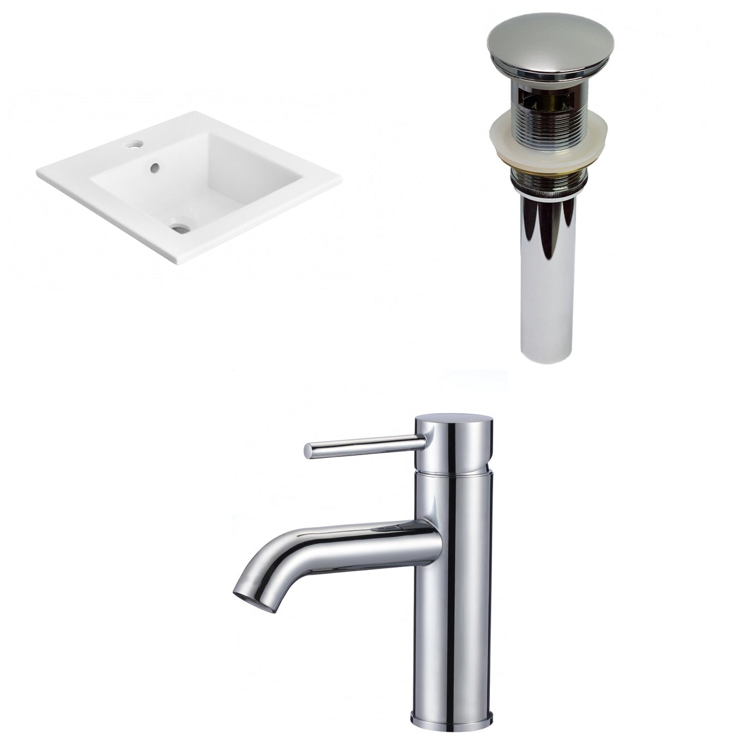 American Imaginations AI-29660 21" White Rectangular Drop In Transitional Ceramic Top Set