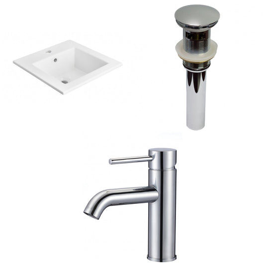 American Imaginations AI-29660 21" White Rectangular Drop In Transitional Ceramic Top Set