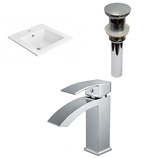 American Imaginations AI-29665 21" White Rectangular Drop In Transitional Ceramic Top Set