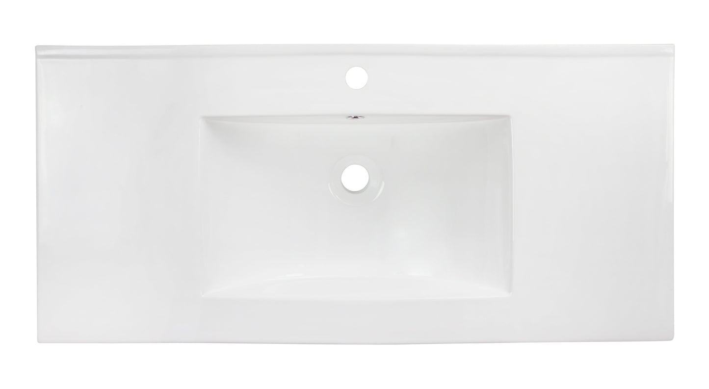 American Imaginations AI-29676 36" White Rectangular Drop In Transitional Ceramic Top Set