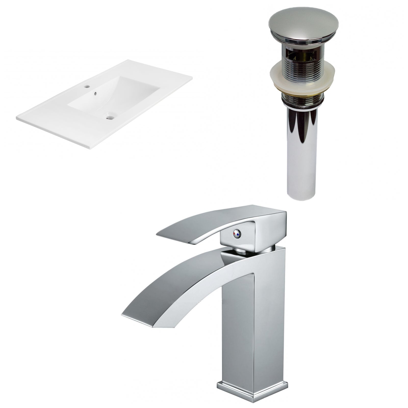 American Imaginations AI-29681 36" White Rectangular Drop In Transitional Ceramic Top Set