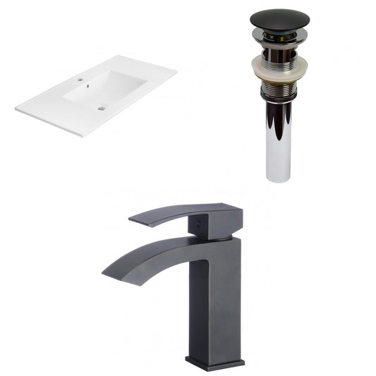 American Imaginations AI-29682 36" White Rectangular Drop In Transitional Ceramic Top Set