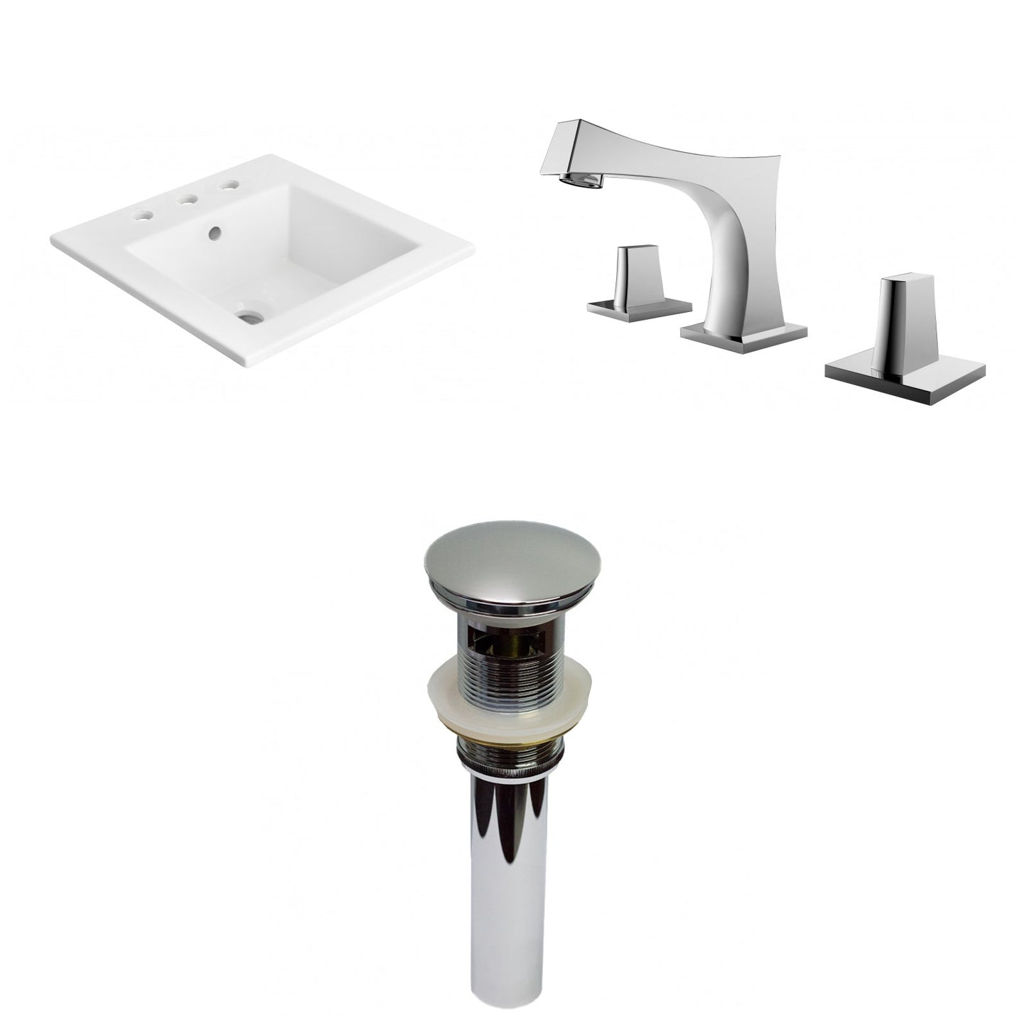 American Imaginations AI-29686 21" White Rectangular Drop In Transitional Ceramic Top Set
