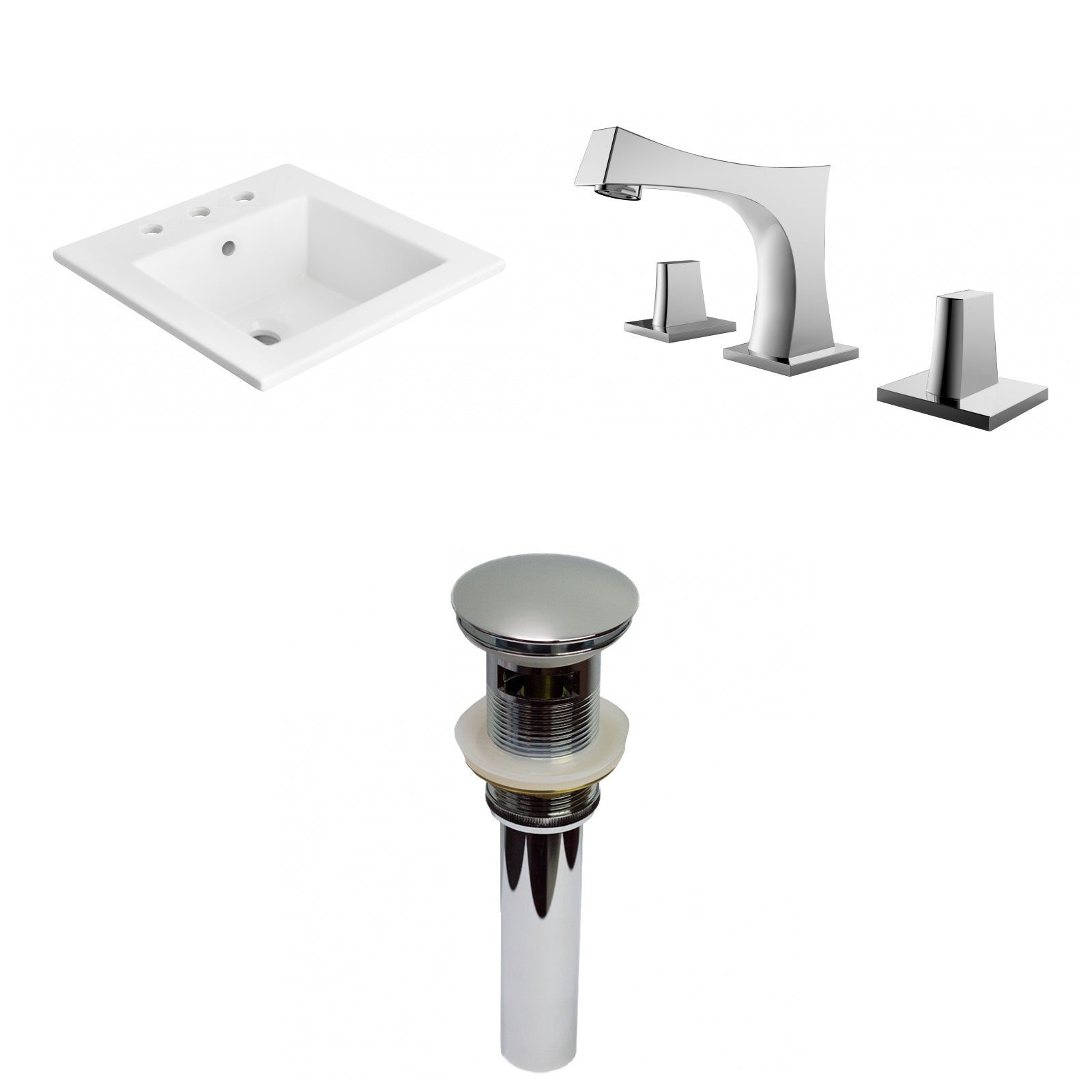 American Imaginations AI-29686 21" White Rectangular Drop In Transitional Ceramic Top Set