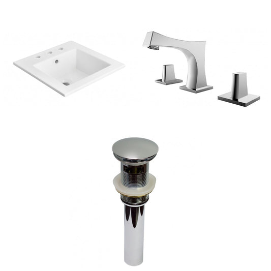 American Imaginations AI-29686 21" White Rectangular Drop In Transitional Ceramic Top Set
