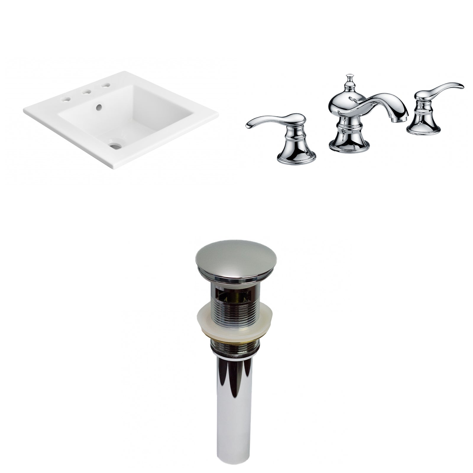 American Imaginations AI-29687 21" White Rectangular Drop In Transitional Ceramic Top Set