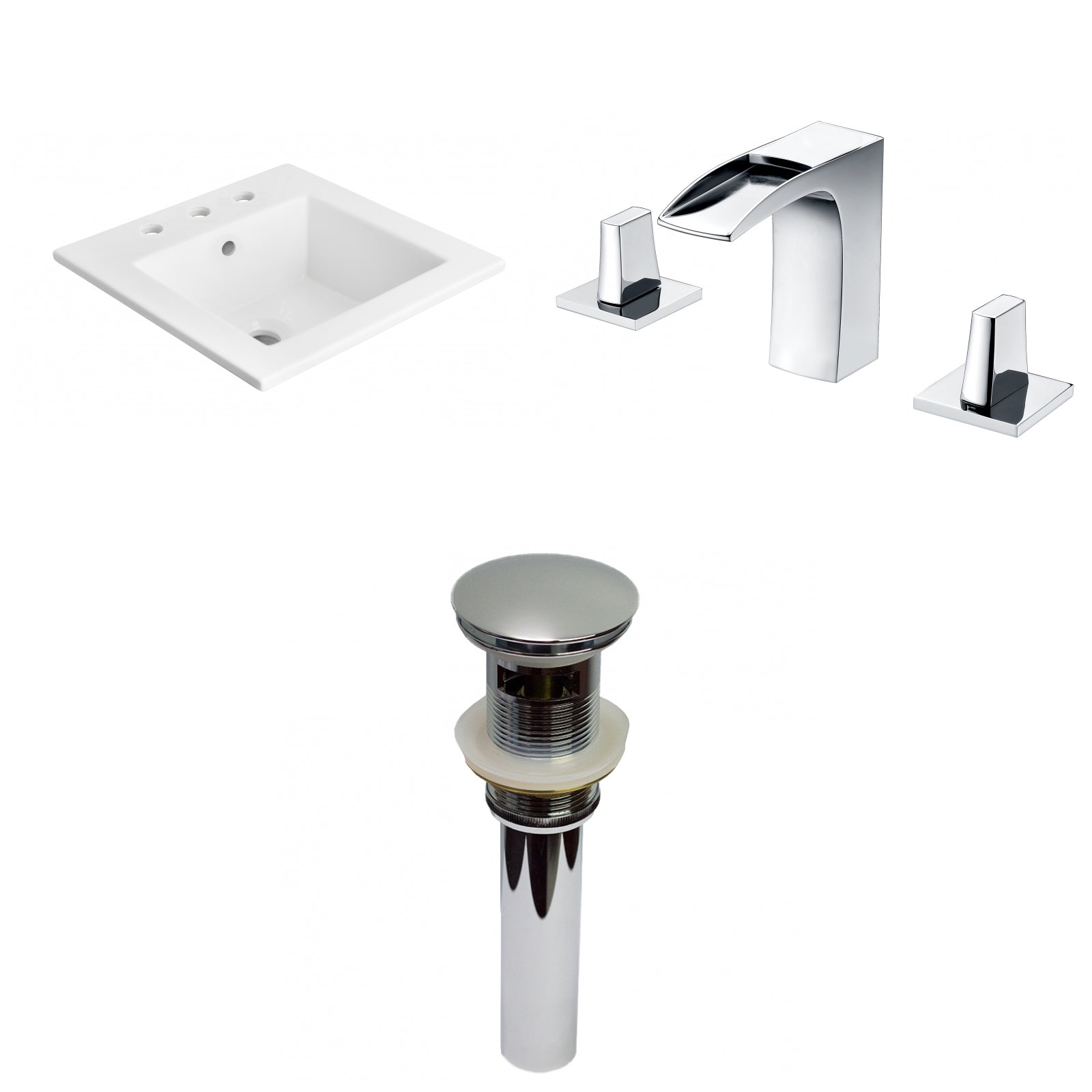American Imaginations AI-29689 21" White Rectangular Drop In Transitional Ceramic Top Set