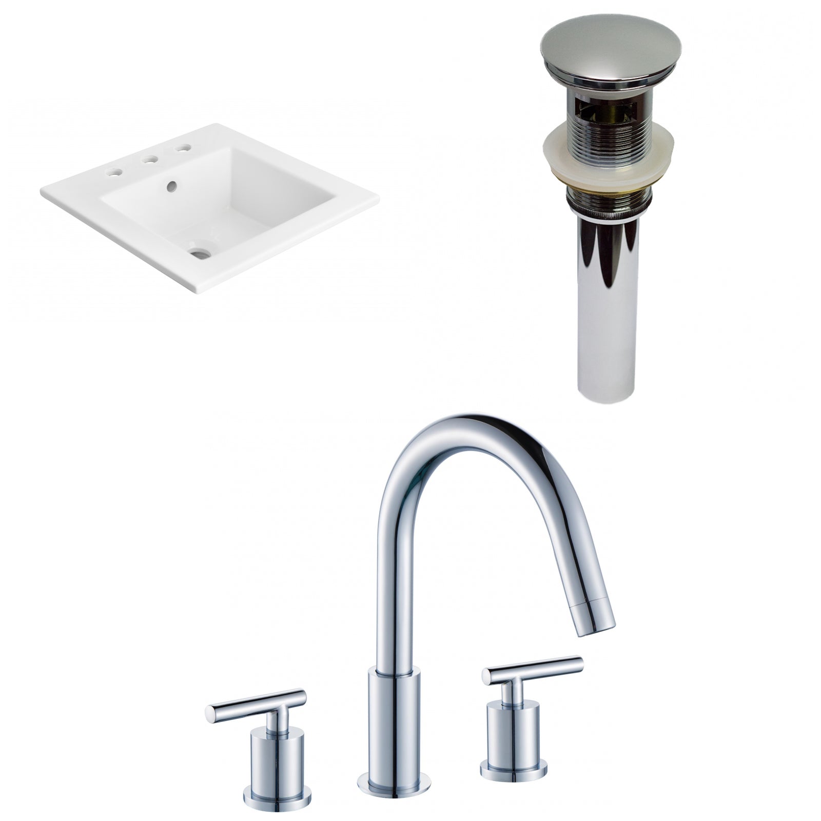 American Imaginations AI-29691 21" White Rectangular Drop In Transitional Ceramic Top Set