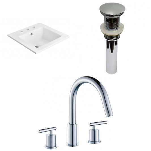 American Imaginations AI-29691 21" White Rectangular Drop In Transitional Ceramic Top Set