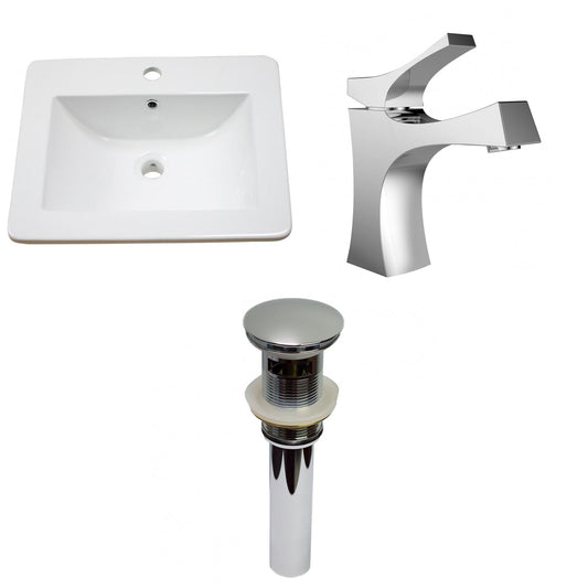 American Imaginations AI-29720 21" White Rectangular Drop In Transitional Ceramic Top Set