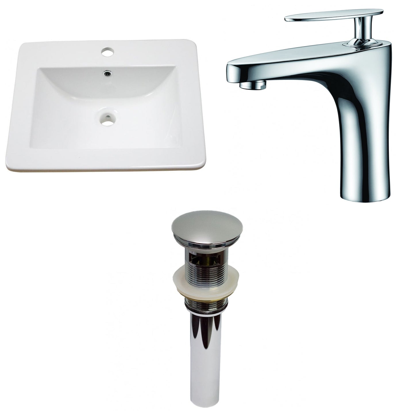 American Imaginations AI-29722 21" White Rectangular Drop In Transitional Ceramic Top Set