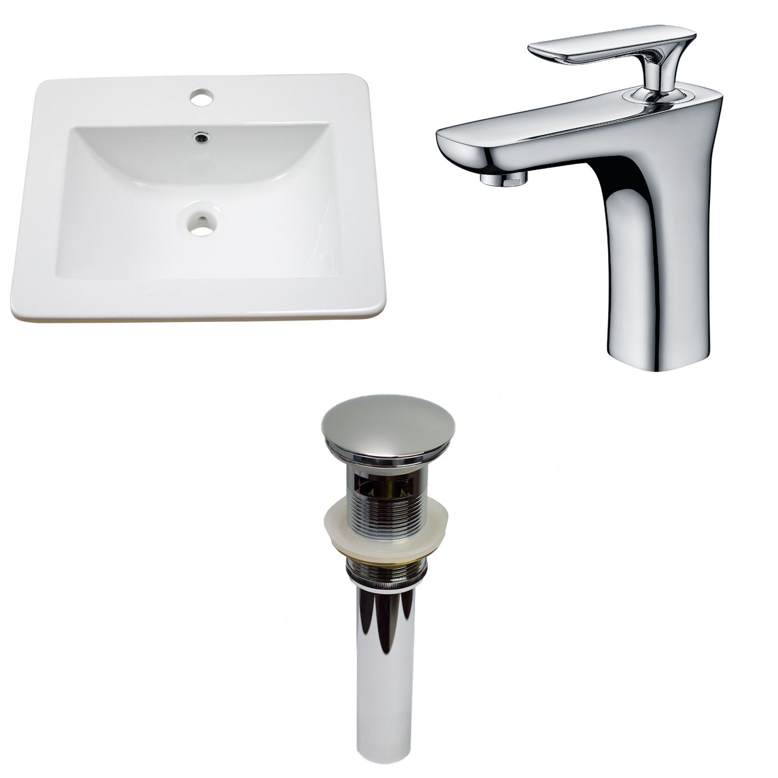 American Imaginations AI-29723 21" White Rectangular Drop In Transitional Ceramic Top Set