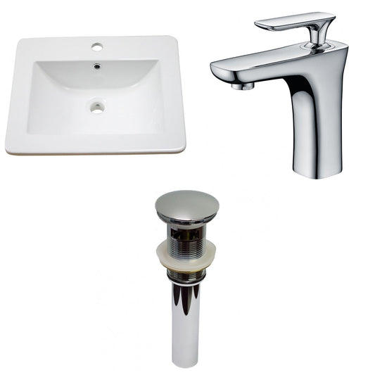 American Imaginations AI-29723 21" White Rectangular Drop In Transitional Ceramic Top Set