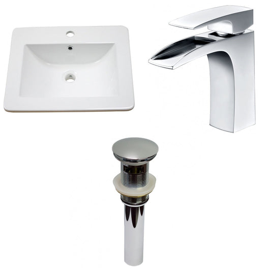 American Imaginations AI-29724 21" White Rectangular Drop In Transitional Ceramic Top Set