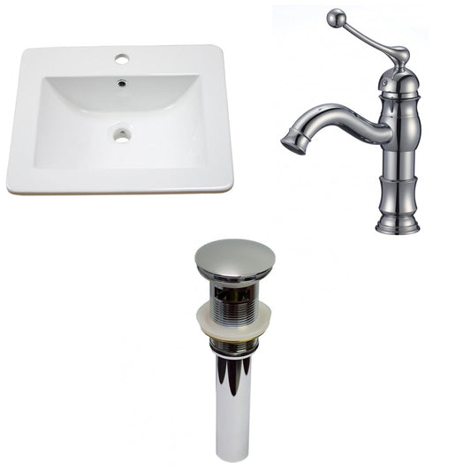 American Imaginations AI-29725 21" White Rectangular Drop In Transitional Ceramic Top Set