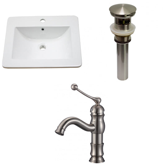 American Imaginations AI-29728 21" White Rectangular Drop In Transitional Ceramic Top Set