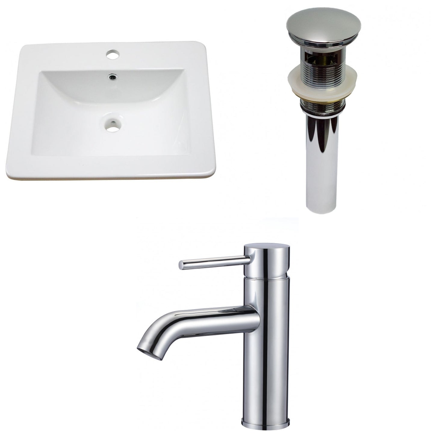 American Imaginations AI-29732 21" White Rectangular Drop In Transitional Ceramic Top Set