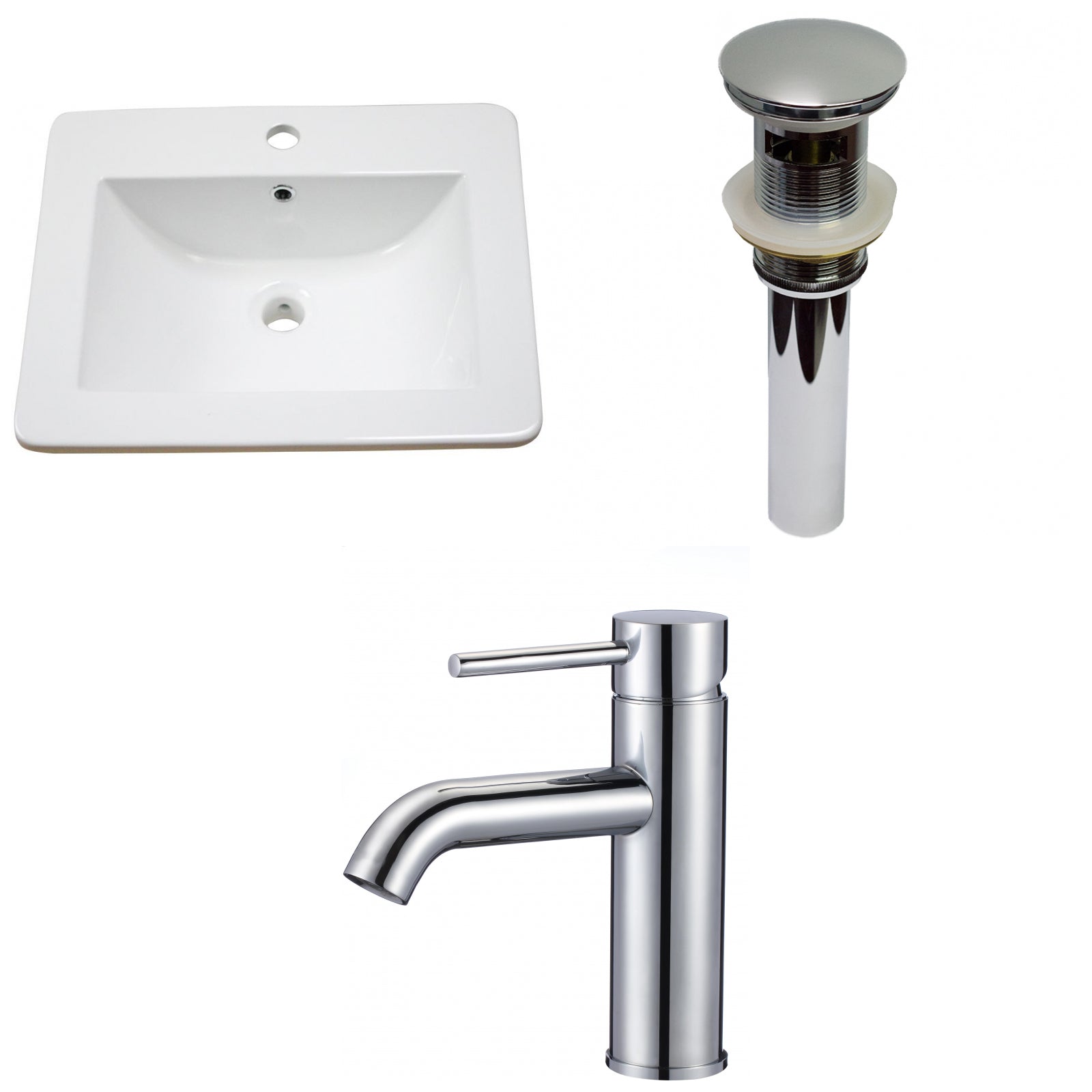 American Imaginations AI-29732 21" White Rectangular Drop In Transitional Ceramic Top Set