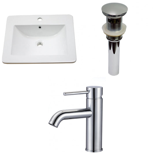 American Imaginations AI-29732 21" White Rectangular Drop In Transitional Ceramic Top Set