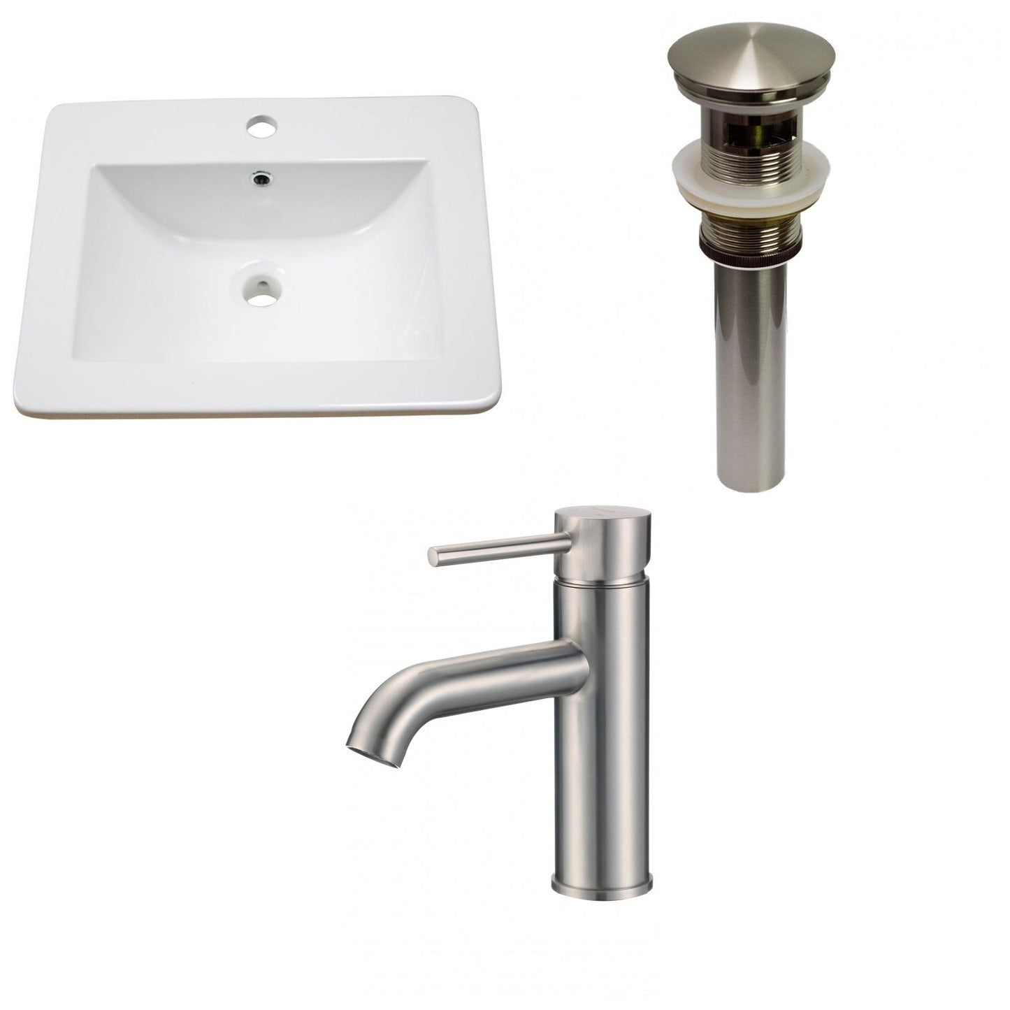 American Imaginations AI-29733 21" White Rectangular Drop In Transitional Ceramic Top Set