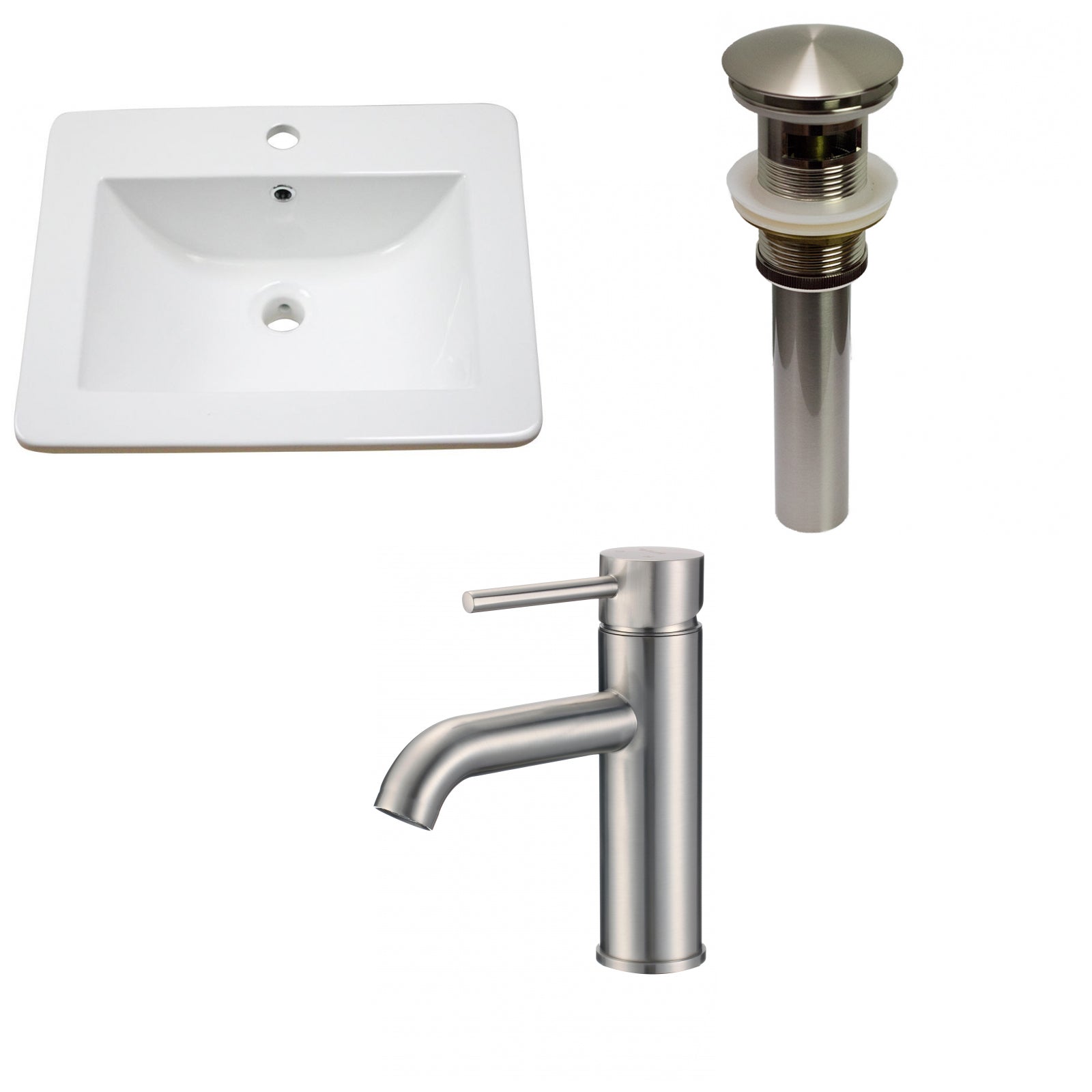 American Imaginations AI-29733 21" White Rectangular Drop In Transitional Ceramic Top Set