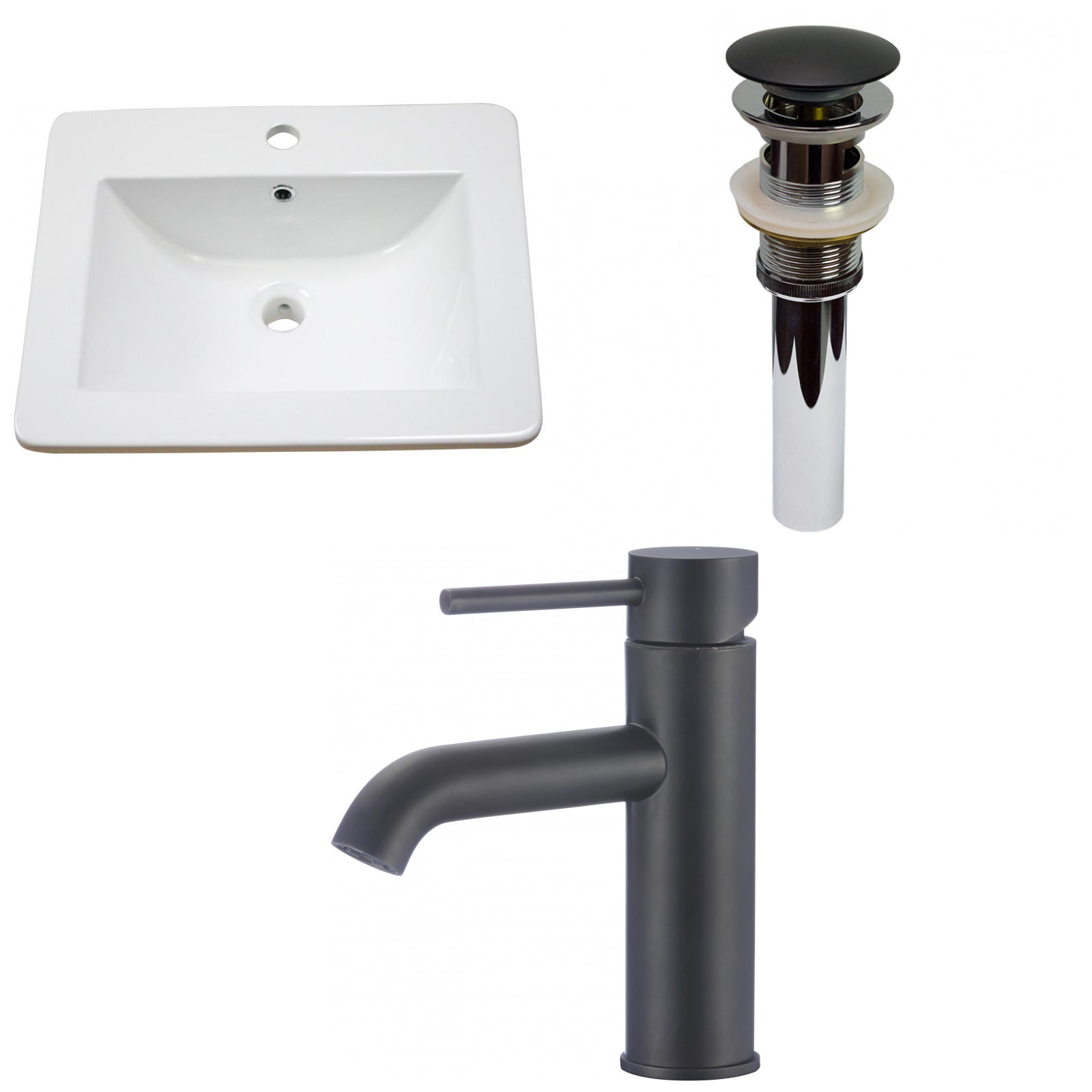 American Imaginations AI-29734 21" White Rectangular Drop In Transitional Ceramic Top Set