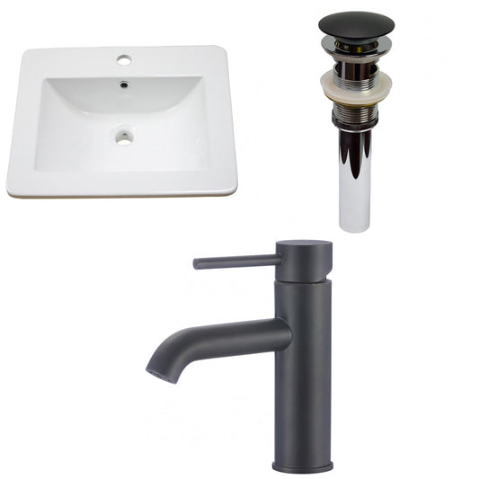 American Imaginations AI-29734 21" White Rectangular Drop In Transitional Ceramic Top Set
