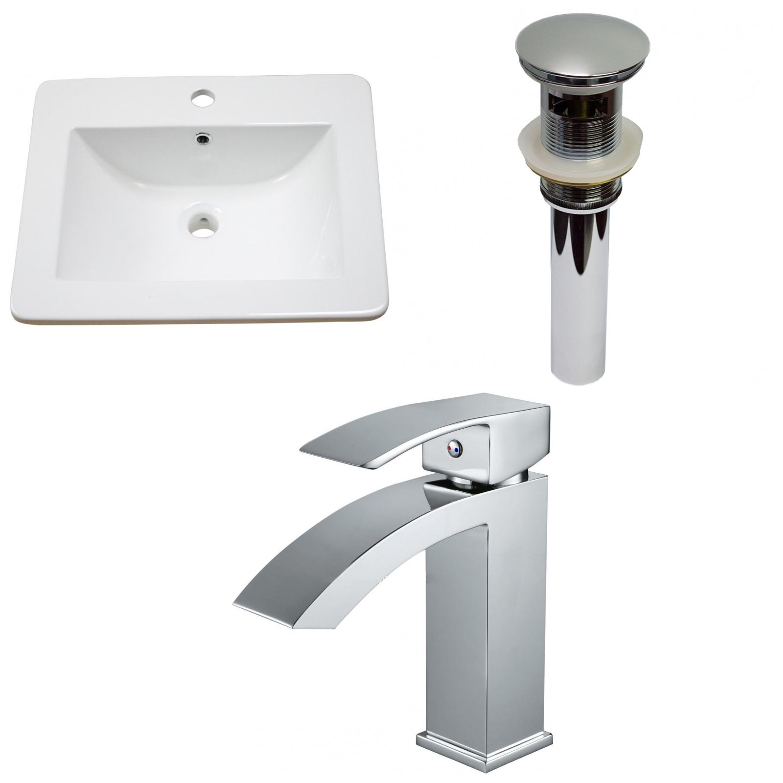 American Imaginations AI-29737 21" White Rectangular Drop In Transitional Ceramic Top Set
