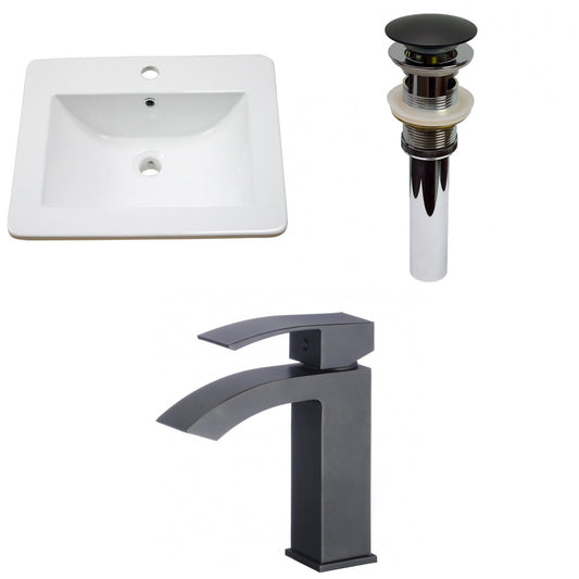 American Imaginations AI-29738 21" White Rectangular Drop In Transitional Ceramic Top Set