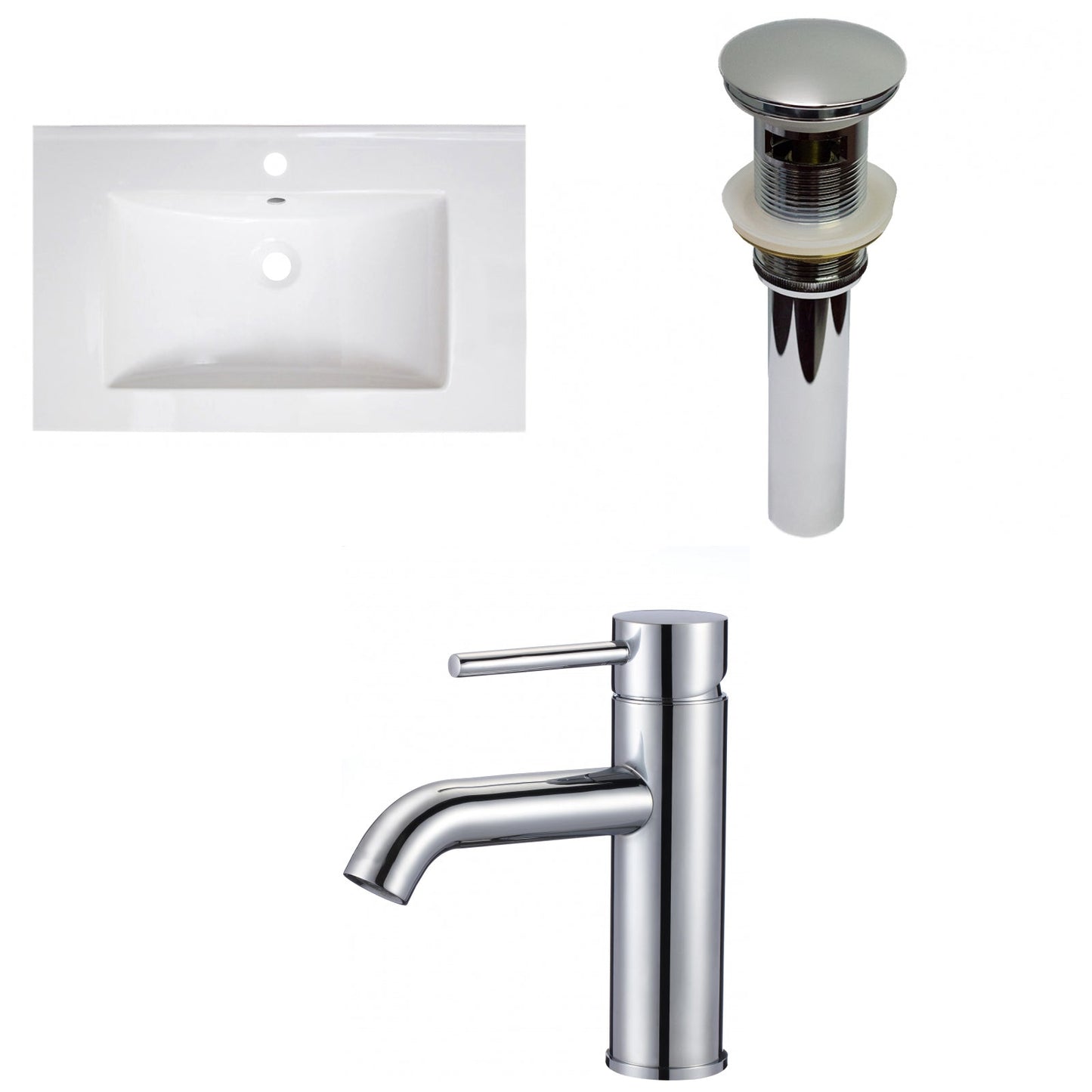 American Imaginations AI-29748 30" White Rectangular Drop In Transitional Ceramic Top Set