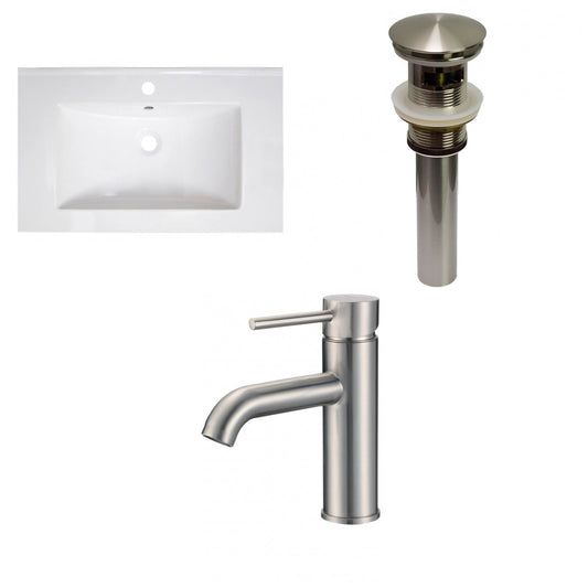 American Imaginations AI-29749 30" White Rectangular Drop In Transitional Ceramic Top Set