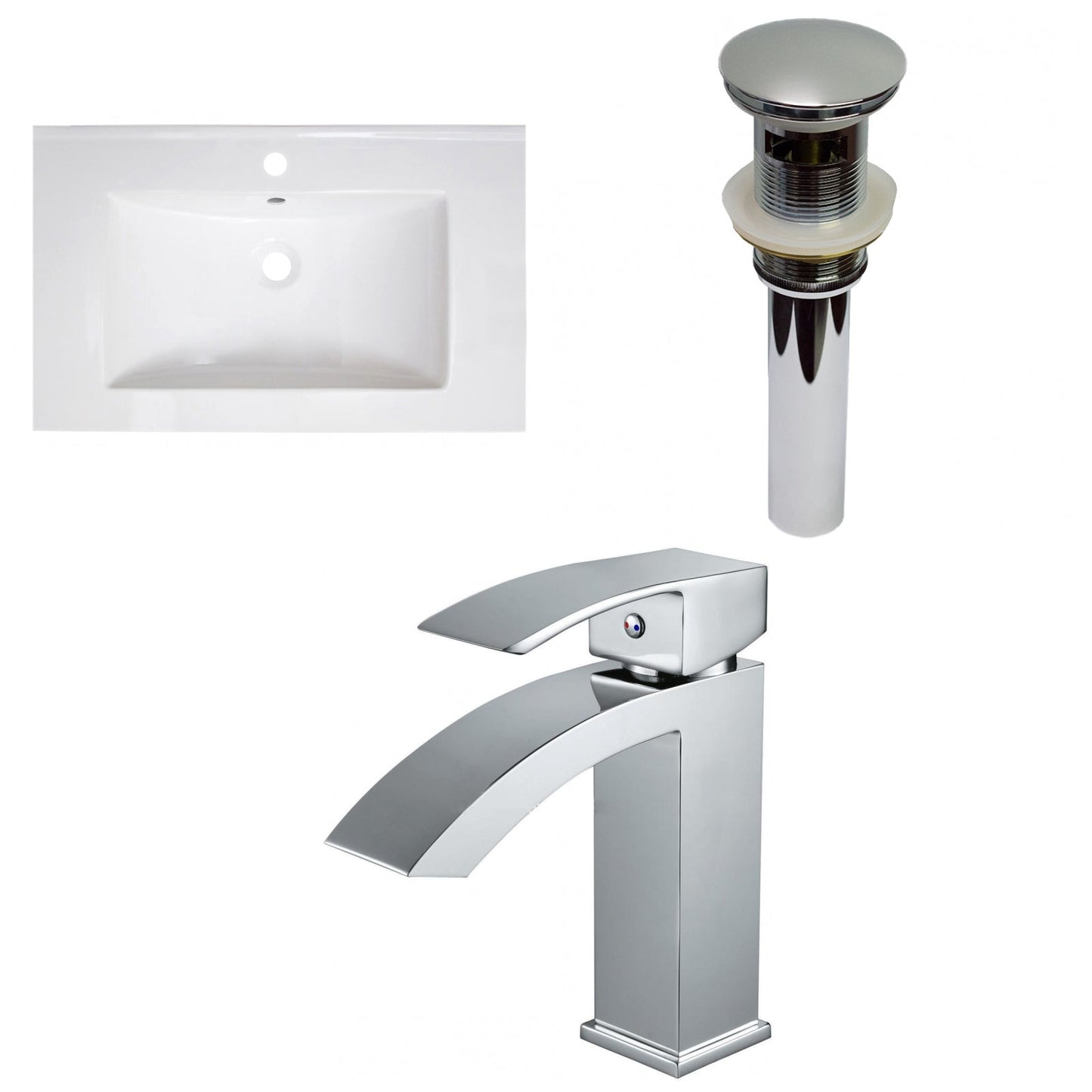 American Imaginations AI-29753 30" White Rectangular Drop In Transitional Ceramic Top Set