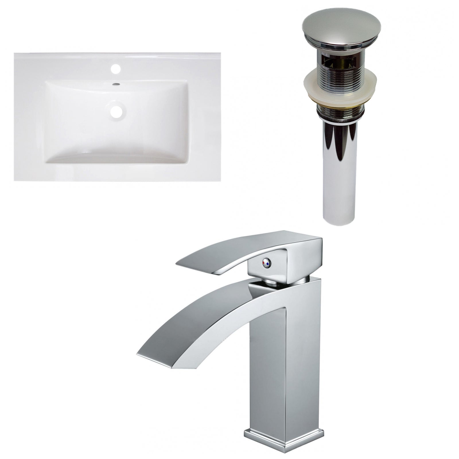 American Imaginations AI-29753 30" White Rectangular Drop In Transitional Ceramic Top Set
