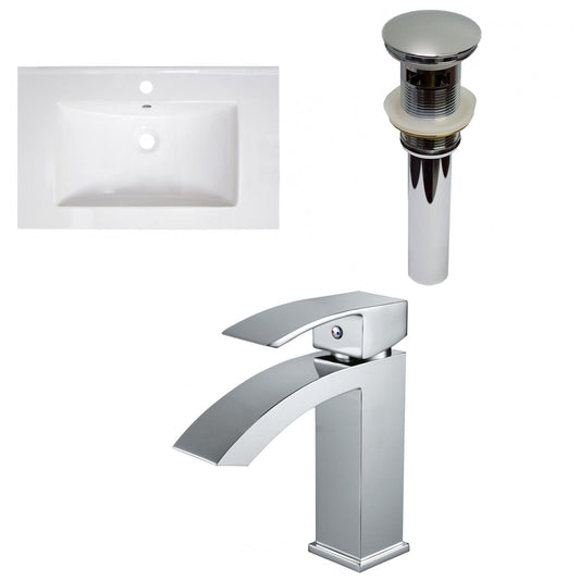 American Imaginations AI-29753 30" White Rectangular Drop In Transitional Ceramic Top Set