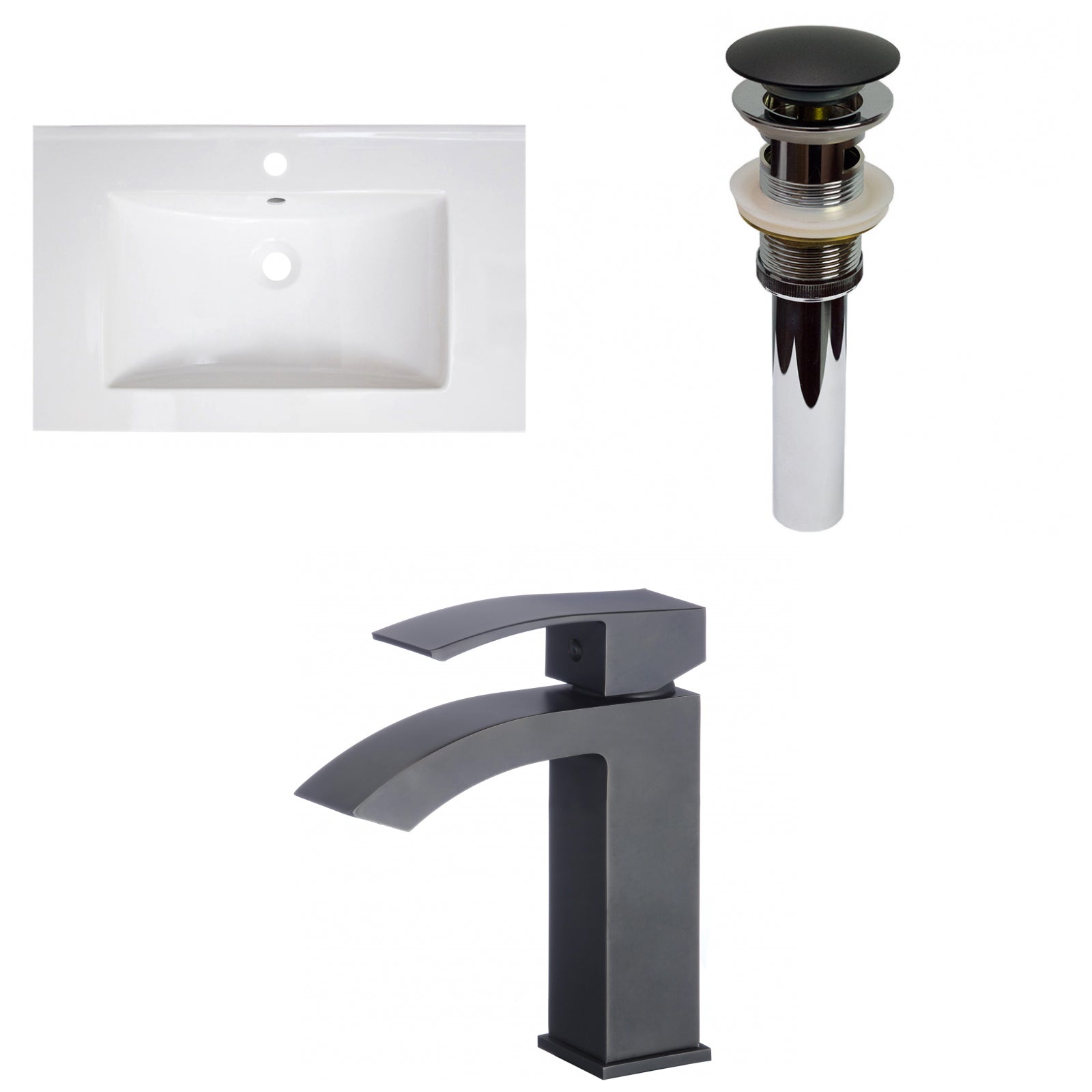 American Imaginations AI-29754 30" White Rectangular Drop In Transitional Ceramic Top Set