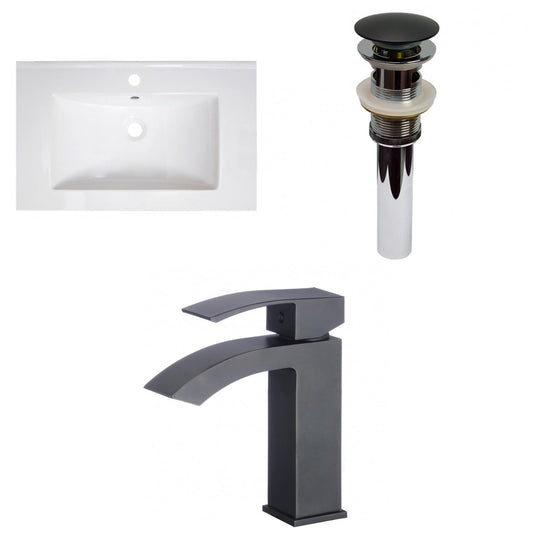 American Imaginations AI-29754 30" White Rectangular Drop In Transitional Ceramic Top Set