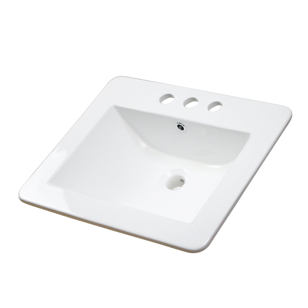 American Imaginations AI-29758 21" White Rectangular Drop In Transitional Ceramic Top Set