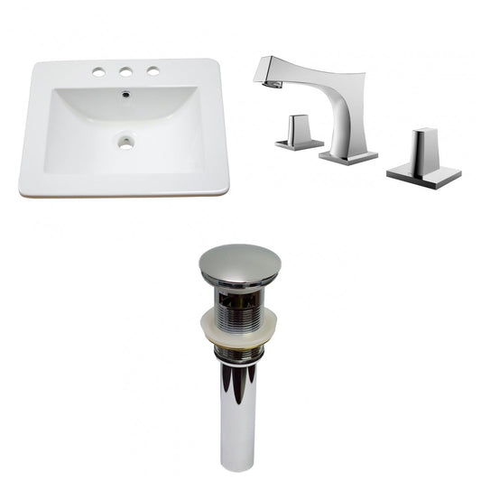 American Imaginations AI-29758 21" White Rectangular Drop In Transitional Ceramic Top Set