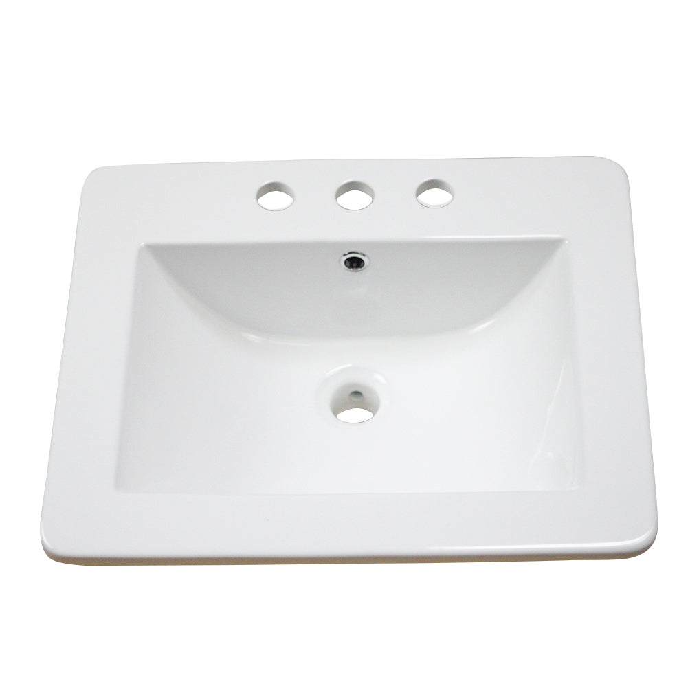 American Imaginations AI-29759 21" White Rectangular Drop In Transitional Ceramic Top Set