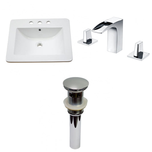 American Imaginations AI-29761 21" White Rectangular Drop In Transitional Ceramic Top Set