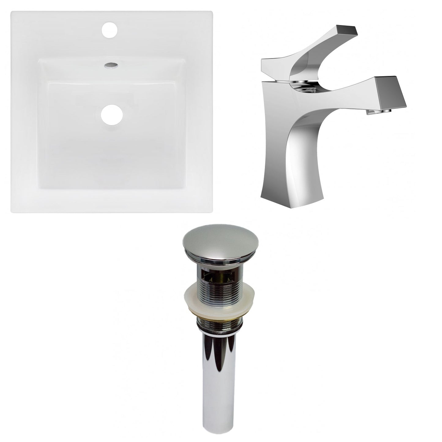 American Imaginations AI-29792 17" White Square Drop In Transitional Ceramic Top Set