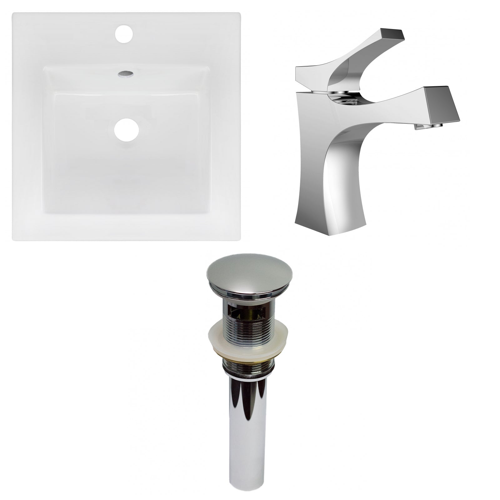 American Imaginations AI-29792 17" White Square Drop In Transitional Ceramic Top Set