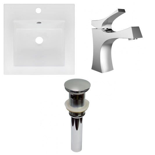 American Imaginations AI-29792 17" White Square Drop In Transitional Ceramic Top Set