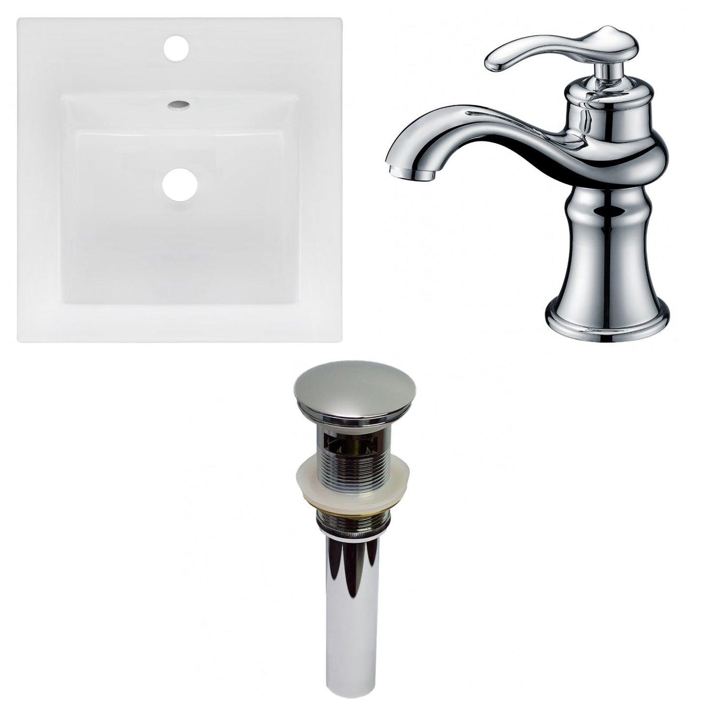 American Imaginations AI-29793 17" White Square Drop In Transitional Ceramic Top Set