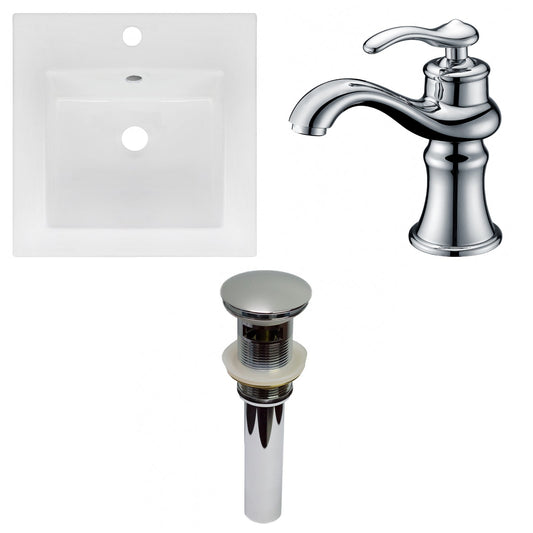 American Imaginations AI-29793 17" White Square Drop In Transitional Ceramic Top Set