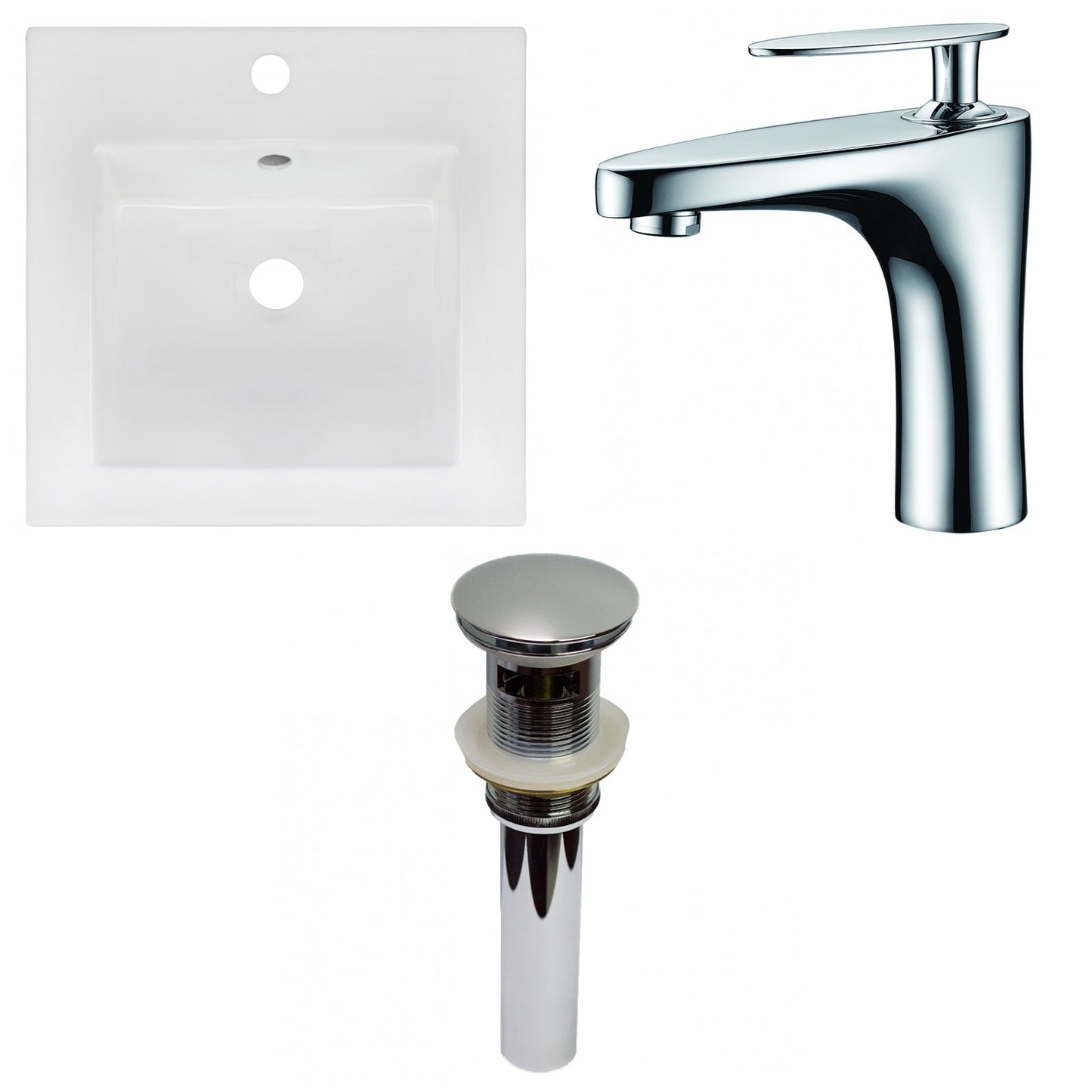 American Imaginations AI-29794 17" White Square Drop In Transitional Ceramic Top Set