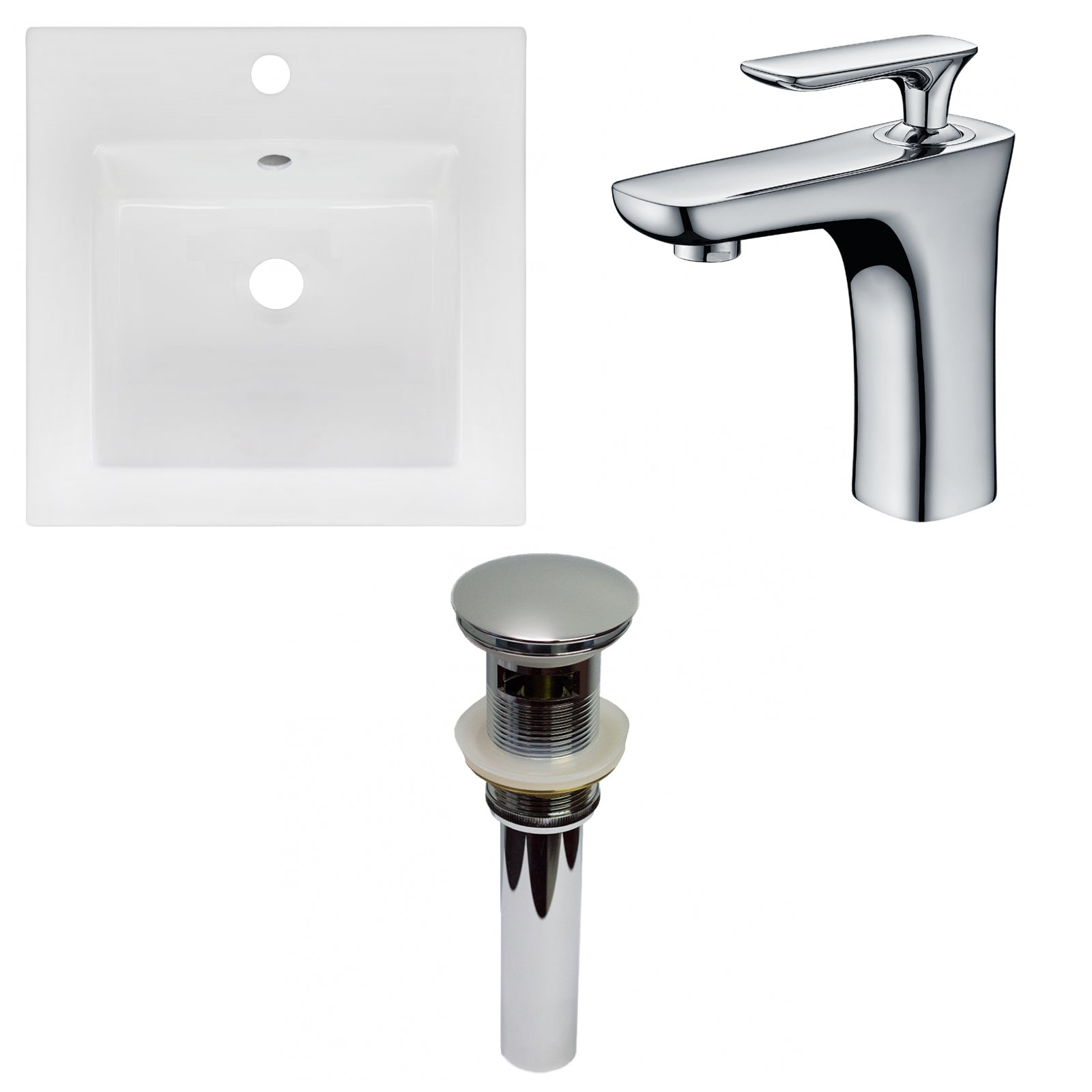 American Imaginations AI-29795 17" White Square Drop In Transitional Ceramic Top Set