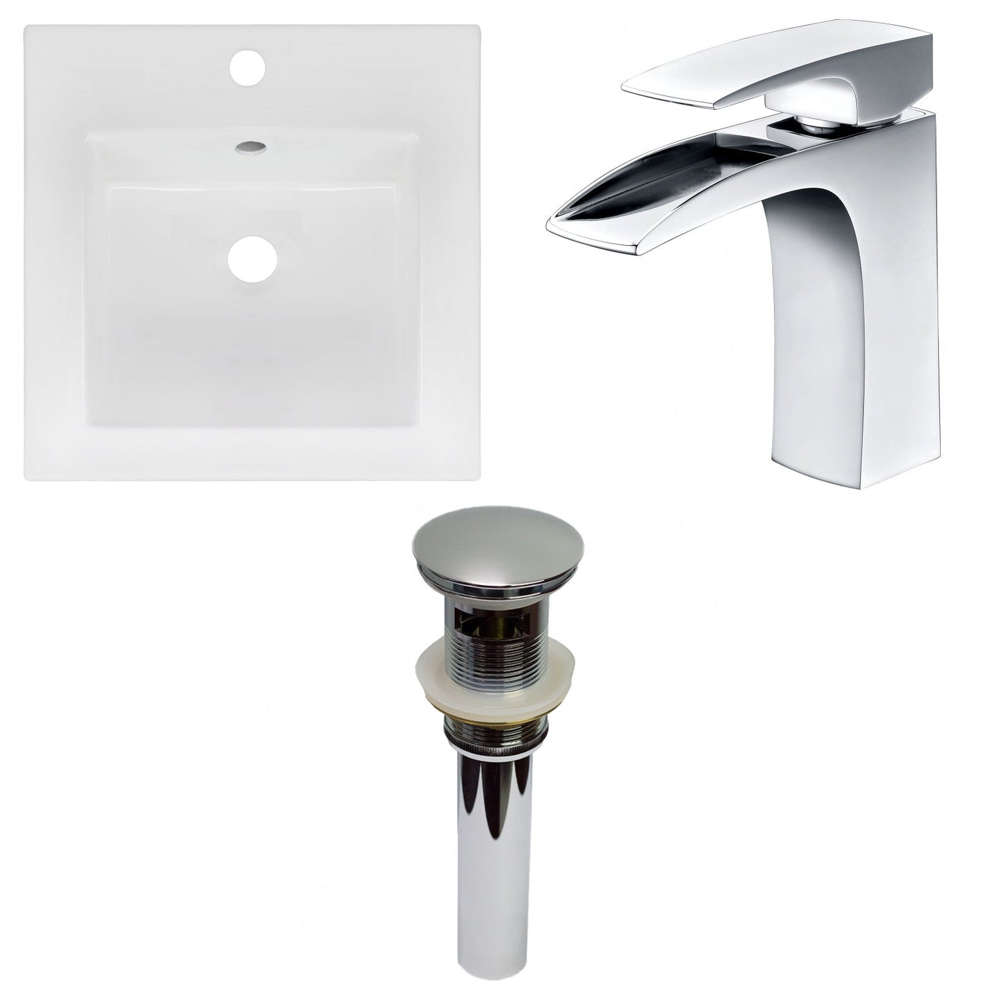 American Imaginations AI-29796 17" White Square Drop In Transitional Ceramic Top Set