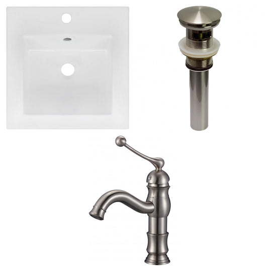 American Imaginations AI-29800 17" White Square Drop In Transitional Ceramic Top Set