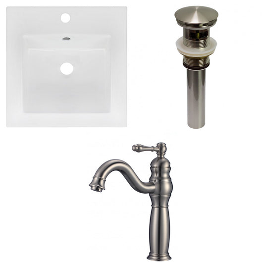 American Imaginations AI-29803 17" White Square Drop In Transitional Ceramic Top Set